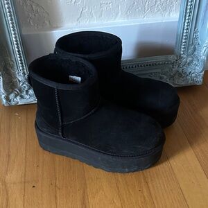 UGG Women's Black Suede Platform Boots